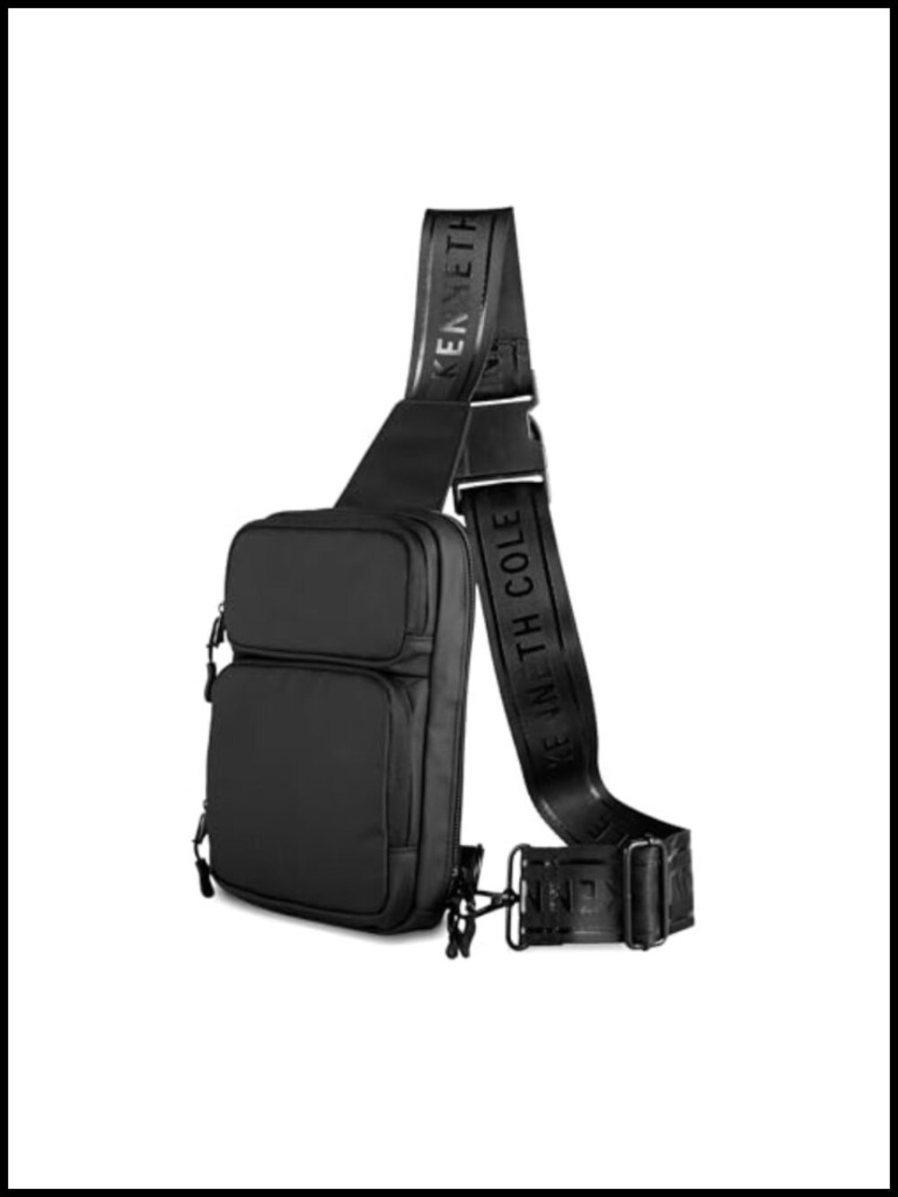 Coated Polyester Tech Crossbody Bag Lightweight 9 Storage Pockets Sling